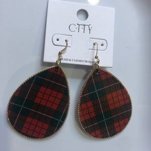 Pattern earnings, green,red with gold lining NWT